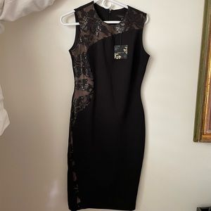 Black business formal dress, size 8, floral design